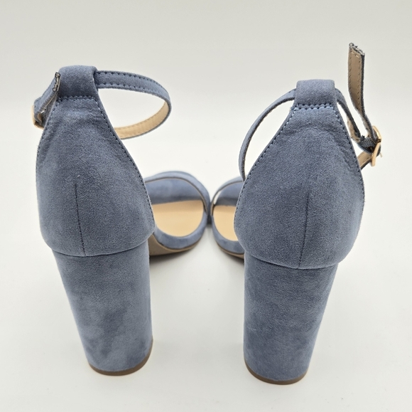 Lulus | Light Blue Suede 4" Strappy Heels Size 7 - Picture 3 of 9